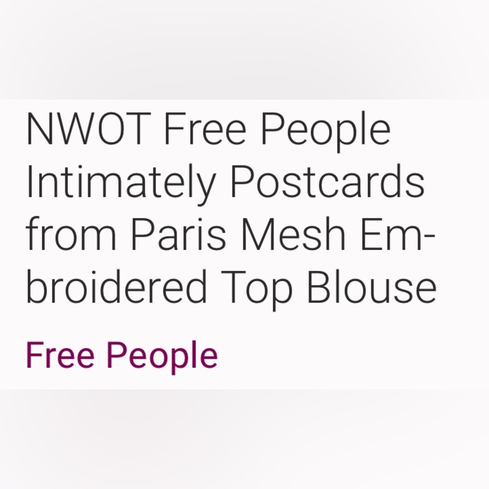 Free People Intimately Postcards from Paris Mesh Embroidered Top Blouse NWOT - Picture 2 of 13